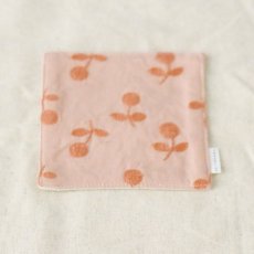 画像1: 〔600円×5個〕茶布 - 刺繍「実り」山桃色 / コースター (1)