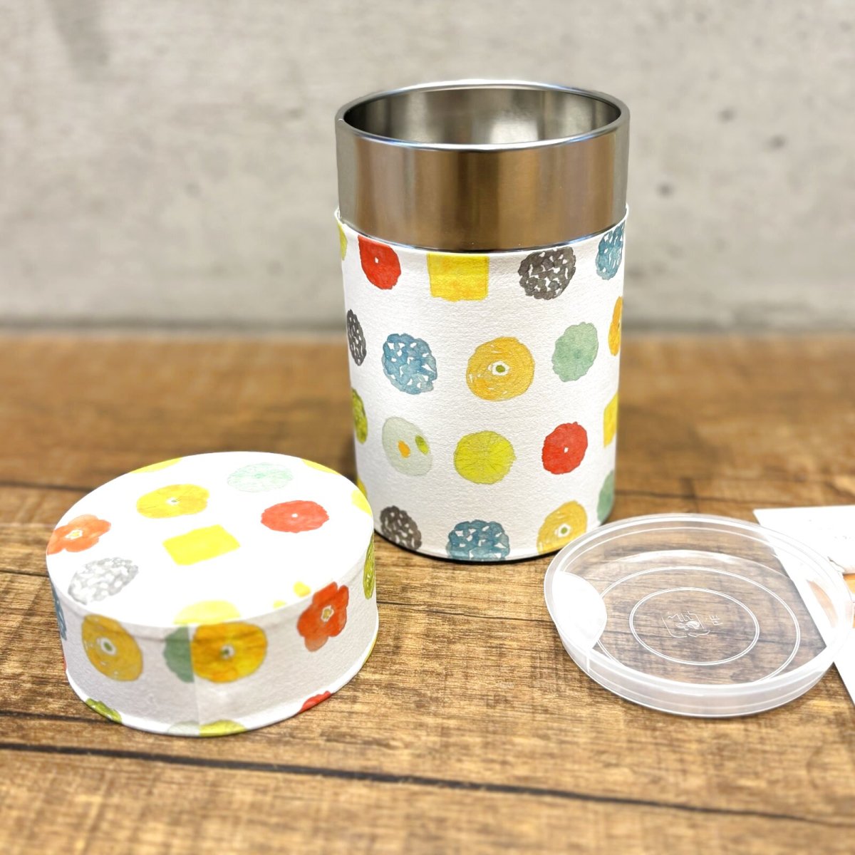 画像1: 〔1200円×3個〕茶筒（小）「菓子模様」/ 150g茶葉用 (1)