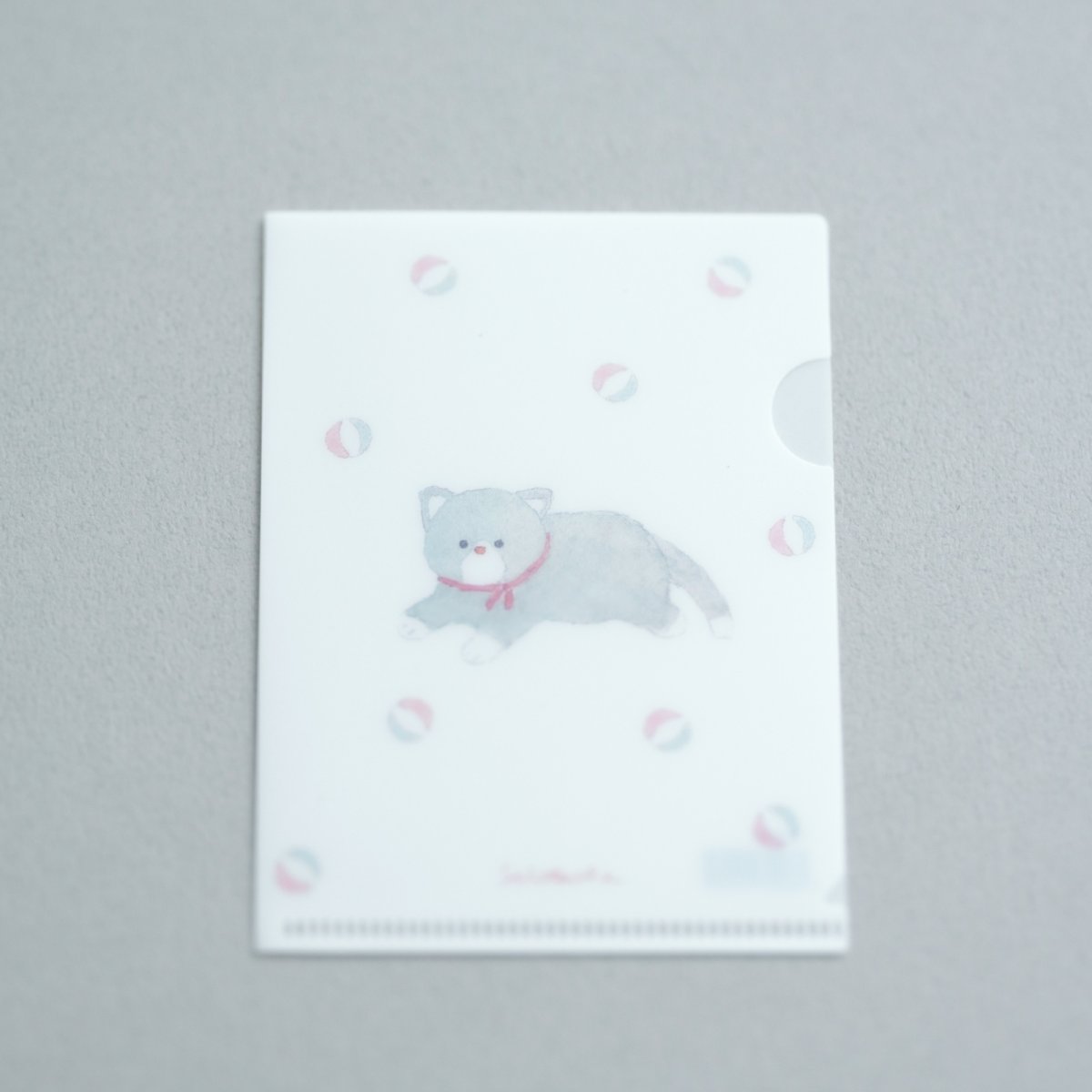 画像1: 〔500円×5個〕ミニチュア クリアファイル-てまり猫 (1)